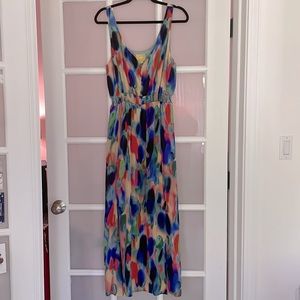 Anthropologie floor-length tie dye maxi dress with double slit